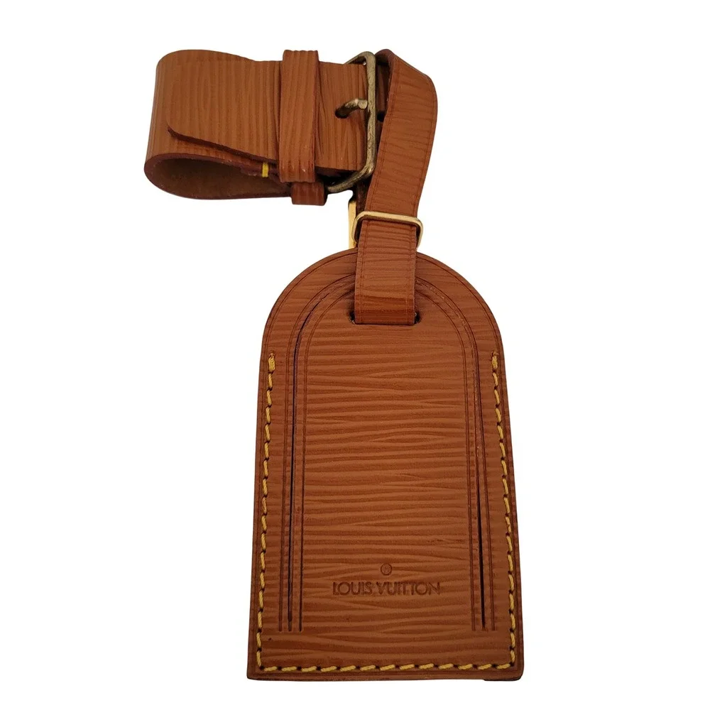 Louis Vuitton Epi Leather Luggage Tag and Poignet Set Kenyan Fawn Brown Vintage